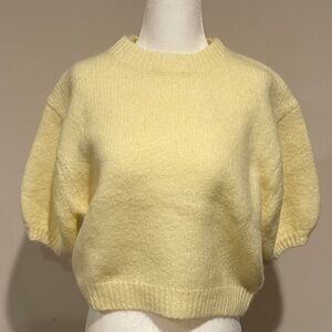 Zara Yellow Knit Short Sleeve Sweater